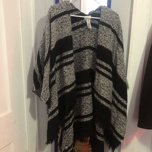 Black and white poncho